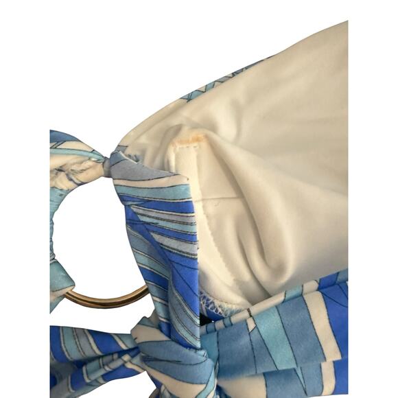 Melissa Odabash Brussels Twirl Blue Print 2 Piece Halter Bikini Swimsuit Set 12 - Picture 13 of 16